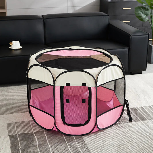 Foldable Pet Tent & Portable Oxford Cloth Pet Fence – Small Dog & Cat Kennel