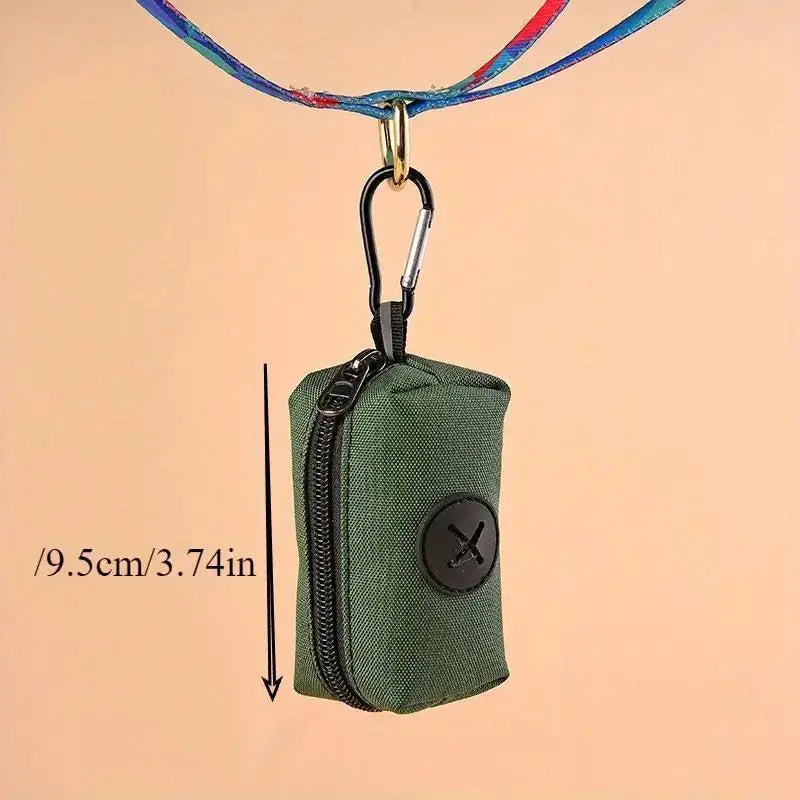Canvas Dog Poop Bag Holder with Carabiner – Outdoor Pet Waste Dispenser