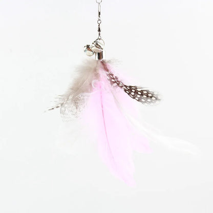 Colorful Feather Cat Teaser Wand with Bell & Suction Base