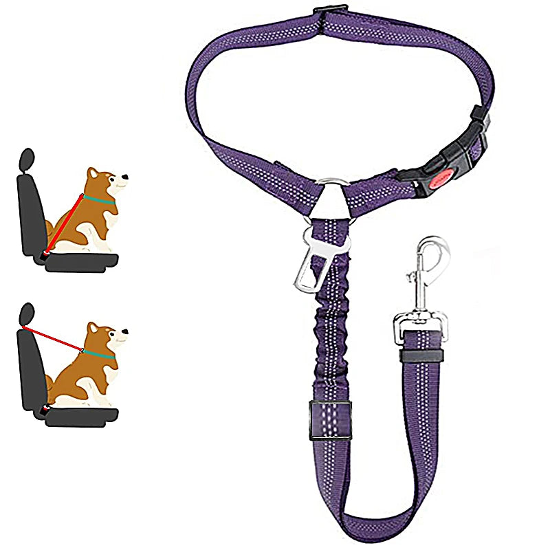 2-in-1 Dog Harness & Car Seat Belt – Adjustable Safety Leash for Pets