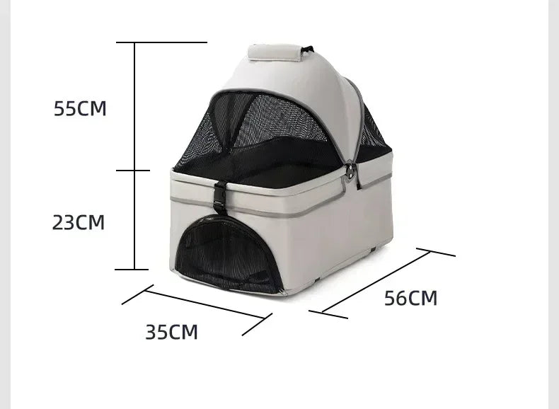 4-Wheel Collapsible Pet Carrier with Storage Bag