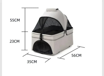 4-Wheel Collapsible Pet Carrier with Storage Bag