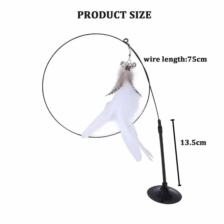 Colorful Feather Cat Teaser Wand with Bell & Suction Base
