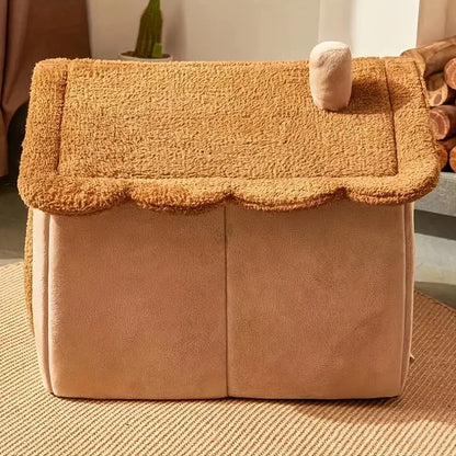 Foldable Pet House – Washable Cat & Puppy Bed with Removable Cushion