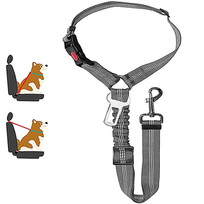 2-in-1 Dog Harness & Car Seat Belt – Adjustable Safety Leash for Pets