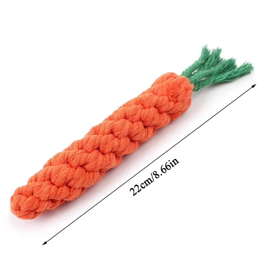 Durable Carrot Rope Chew Toy – Cotton Molar Cleaner for Puppies & Dogs