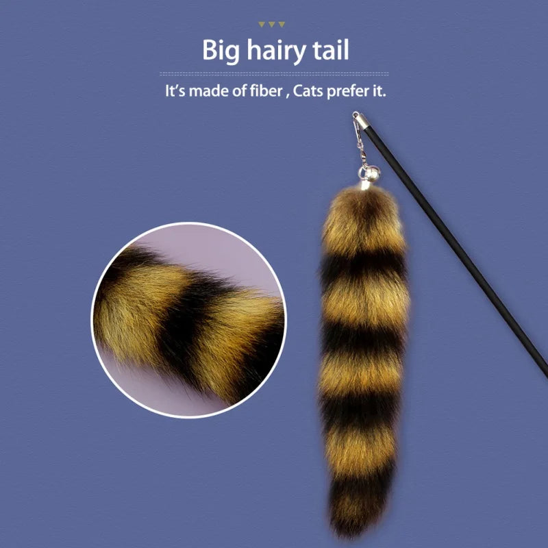 Feather Cat Teaser Wand with Fox Hair Head – Durable Interactive Toy