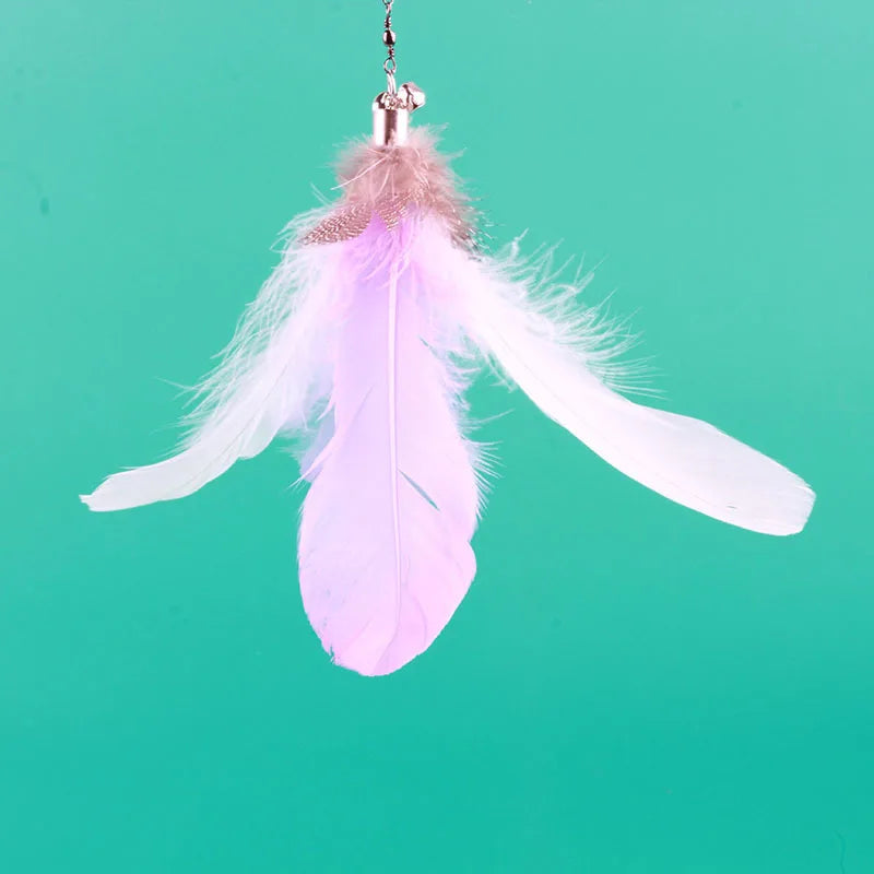 Colorful Feather Cat Teaser Wand with Bell & Suction Base
