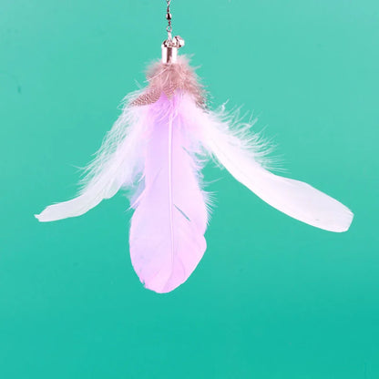 Colorful Feather Cat Teaser Wand with Bell & Suction Base