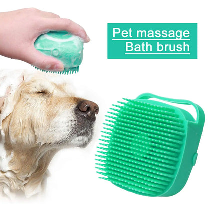 2-in-1 Pet Bathing Brush – Soft Silicone Shampoo Scrubber for Dogs & Cats