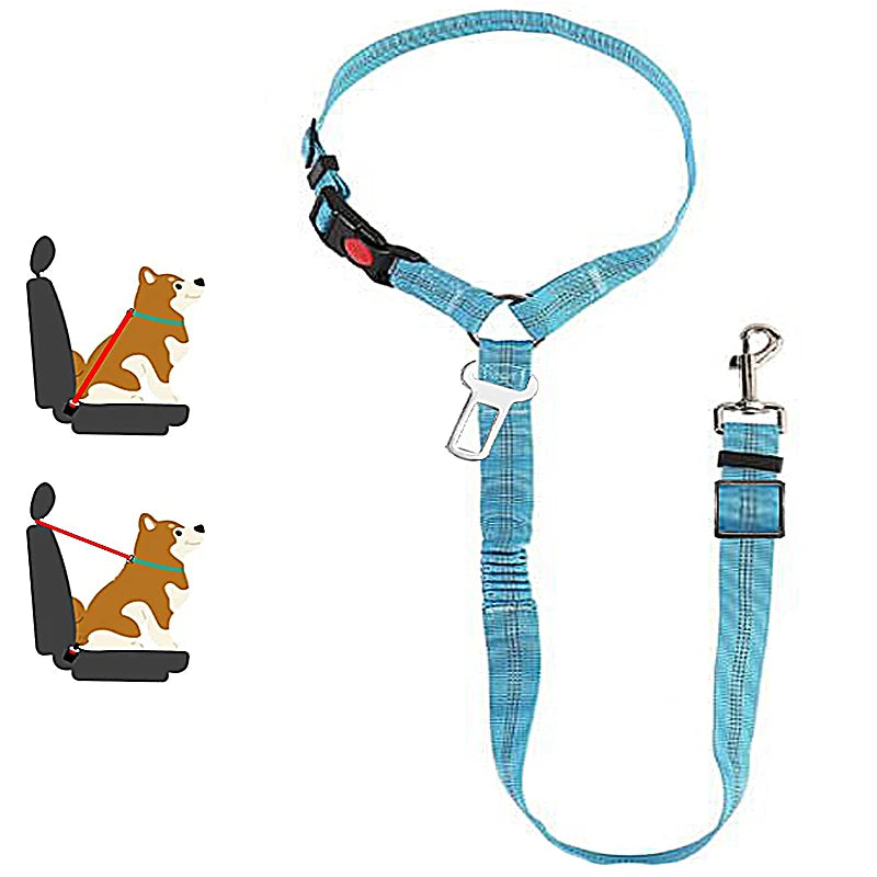 2-in-1 Dog Harness & Car Seat Belt – Adjustable Safety Leash for Pets
