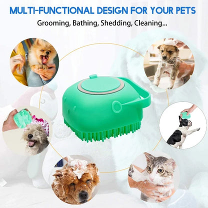 2-in-1 Pet Bathing Brush – Soft Silicone Shampoo Scrubber for Dogs & Cats
