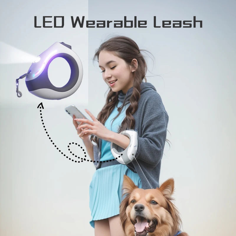 LED Wearable Retractable Leash with Touch Dimming