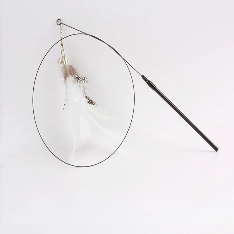 Colorful Feather Cat Teaser Wand with Bell & Suction Base