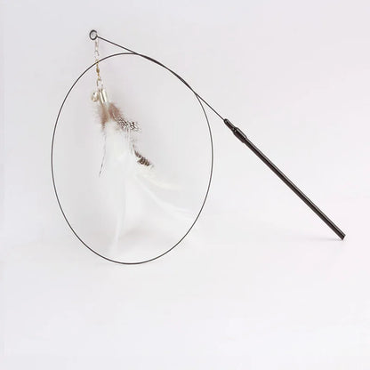 Colorful Feather Cat Teaser Wand with Bell & Suction Base