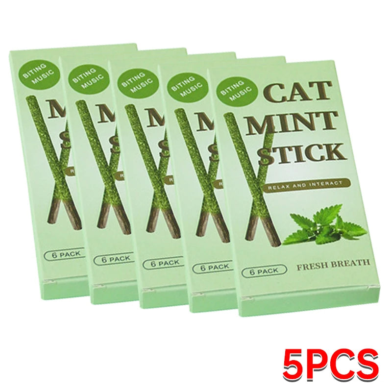 6PCS Natural Silver Vine Cat Sticks – Mint-Flavored Teeth & Scratch Toys