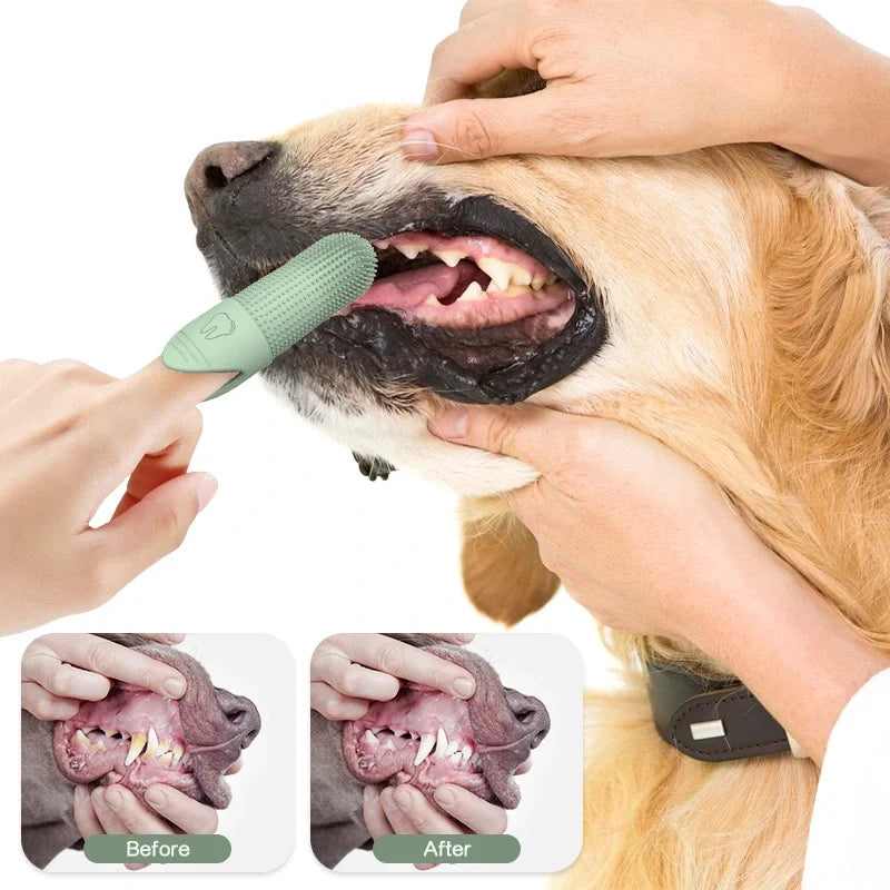 360° Silicone Finger Toothbrush for Dogs & Cats