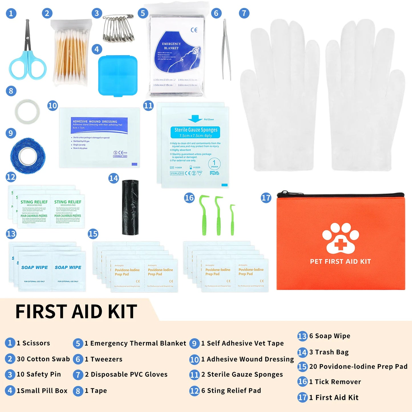Compact Pet First Aid Kit – Outdoor Medical Pack for Dogs & Cats
