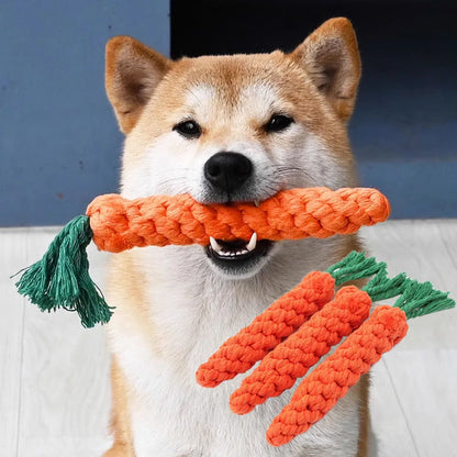 Durable Carrot Rope Chew Toy – Cotton Molar Cleaner for Puppies & Dogs