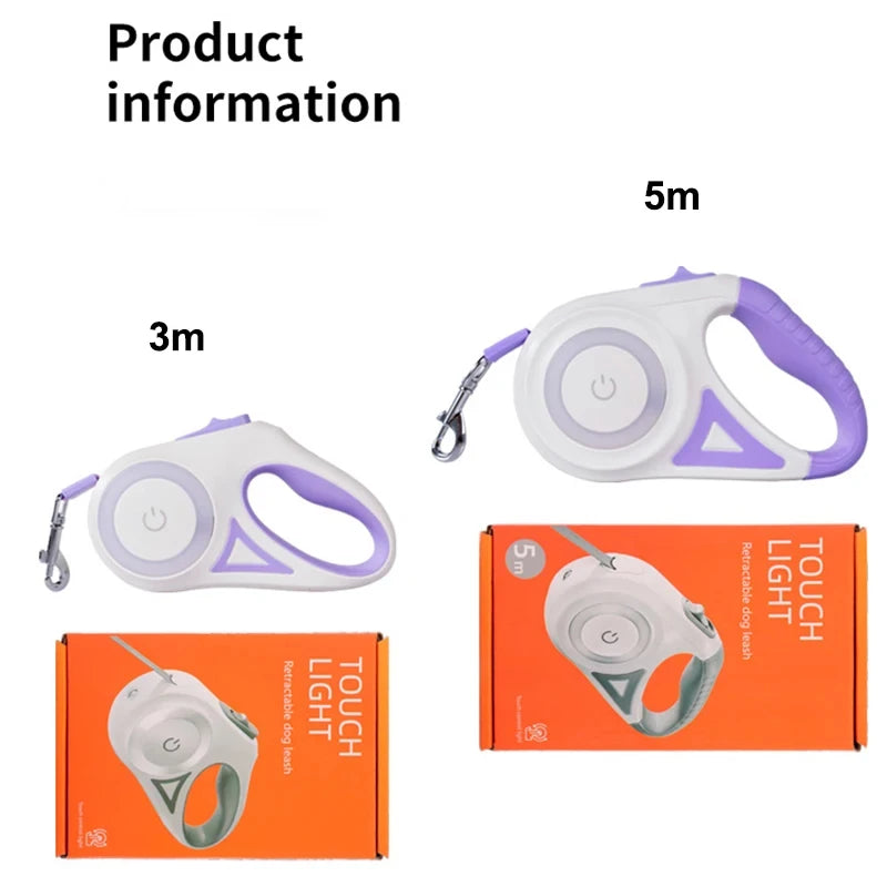 3M/5M Automatic Retractable Dog Leash with LED Flashlight