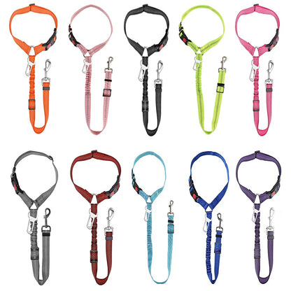 2-in-1 Dog Harness & Car Seat Belt – Adjustable Safety Leash for Pets