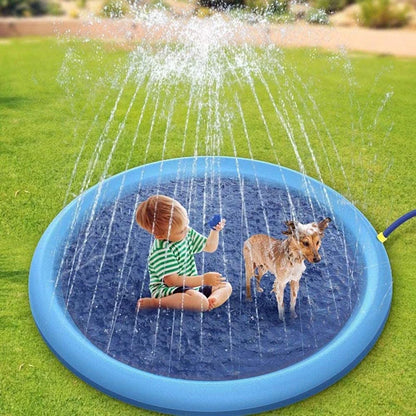 Interactive PVC Dog Water Play Mat - Splash Pad for Outdoor Summer Fun - Reusable Crawling Mat
